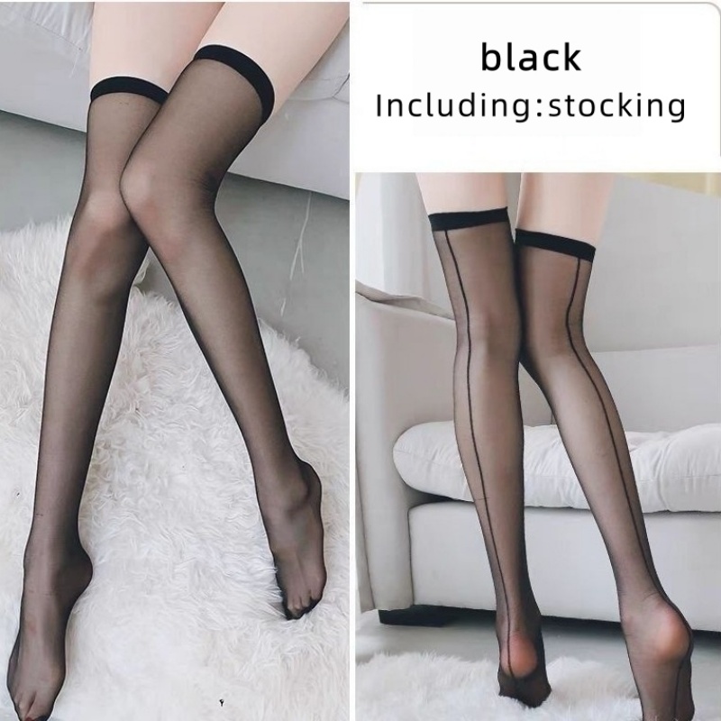 Back Vertical Line Thigh High  - Thigh High Sock Stay Up recension och pris