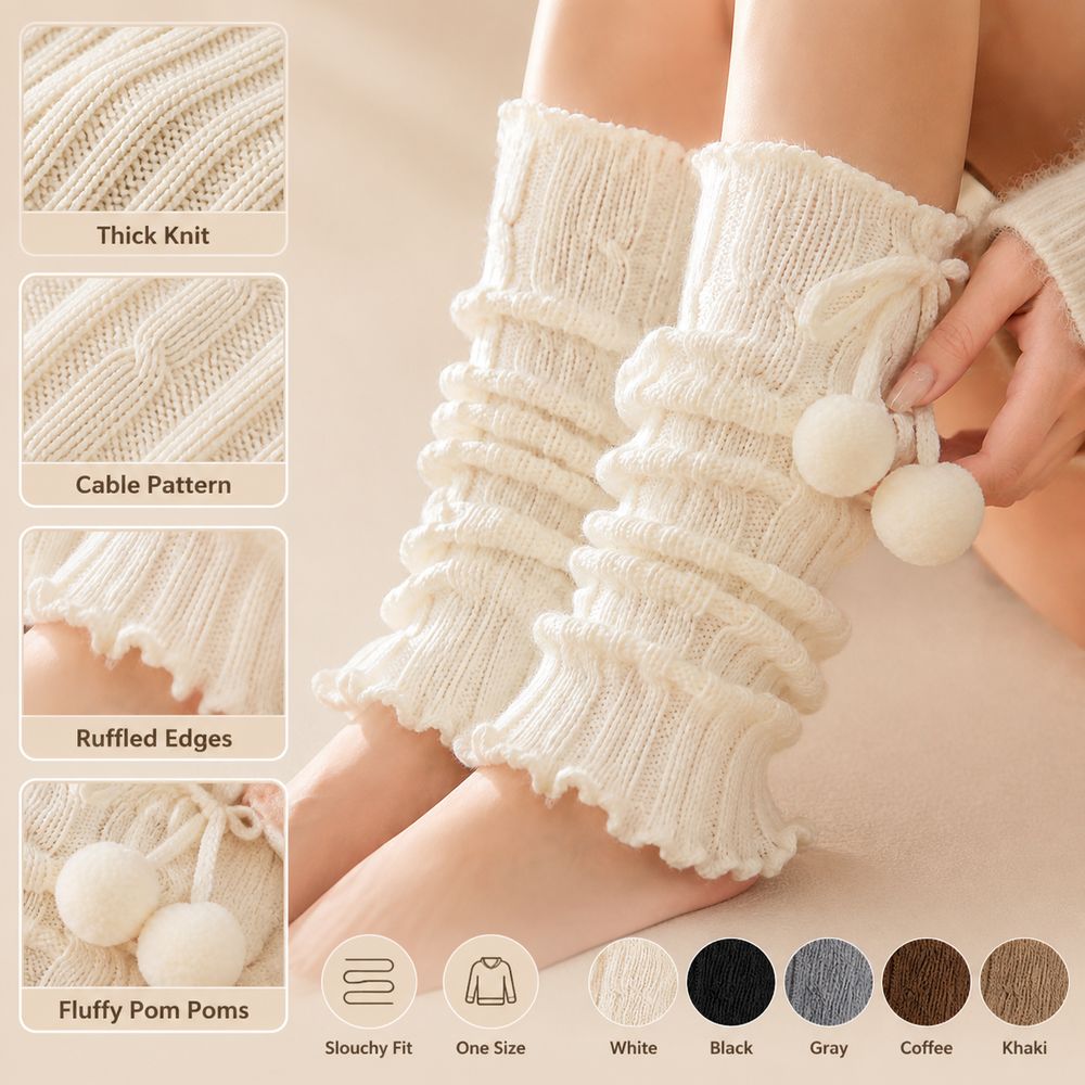 Knitted Knit Leg Warmers Ruffl - Boot Sock Slouchy recension och pris